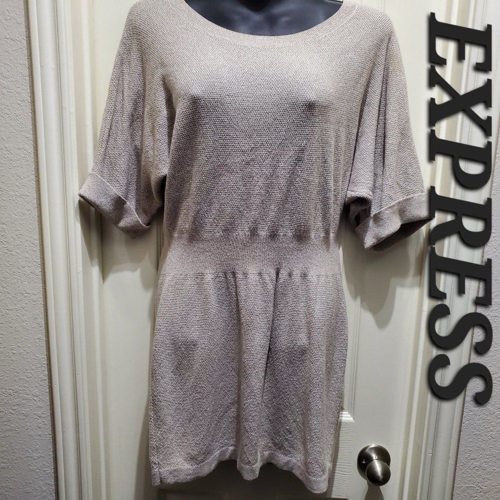 EXPRESS Metallic Short-Sleeve Mini Dress, Size Medium - Picture 9 of 9